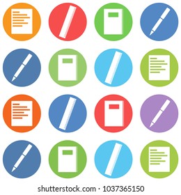 Origami corner style icon set-notebook, pen, ruler, notebook.