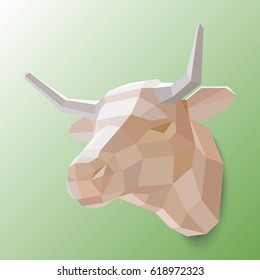 Origami cow. Low poly vector illustration. Cow made of paper