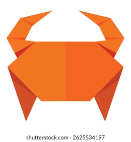 Origami crab folded from orange paper showcasing japanese paper art
