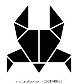 origami crab icon glyph vector design