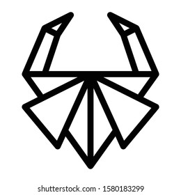 origami crab icon outline vector design