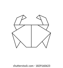 diseño vectorial de contorno de icono de cangrejo de origami. Contorno para tatuajes, logotipo, emblema y elemento de diseño.