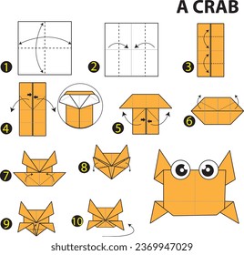 Origami Crab. Step by step instruction.