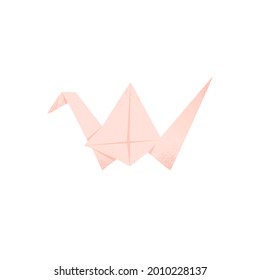 Origami crane bird isolated vector illustration. Asian traditional paper figure design element. 