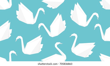 Origami crane bird seamless pattern. Japanese vector ornament. Endless texture can be used for wallpaper, web page background, surface, textile print..