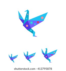 Origami crane flat icon