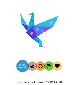 Origami crane flat icon