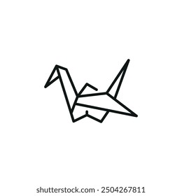 Origami Crane Symbol. Einfaches Origami Crane Symbol für Social Media, App und Webdesign. Vektorgrafik.