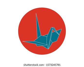 Origami crane, icon, vector illustration