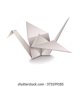 Origami Crane isolated on white photo-realistic vector illustration