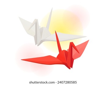 Origami crane one point illustration