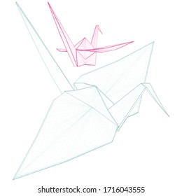Origami Crane Vector 02. Illustration Isolated On White Background. A Vector Illustration Of Origami.