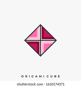 Origami cube Illustration Vector Template. Suitable for Creative Industry, Multimedia, entertainment, Educations, Shop, and any related business
