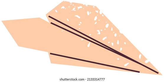 Origami, cute craft with message. Launch of airplane made of paper. Folded sheet of paper, letter in shape of plane isolated on white background. Airplane launch, aircraft creation, mailing concept