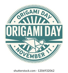 Origami Day, November 11, rubber stamp, vector Illustration