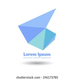 Origami design element in blue colour