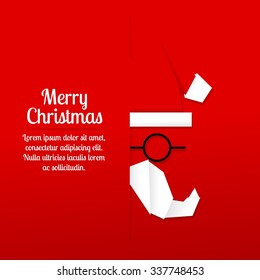 Origami Design Vector Santa Claus Face. Icon. Greeting Card