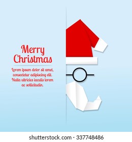 Origami Design Vector Santa Claus Face. Icon. Greeting Card