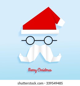 Origami Design Vector Santa Claus Face. Icon. Greeting Card