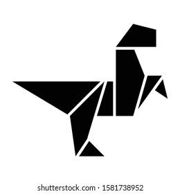 origami dinosaur icon glyph vector design