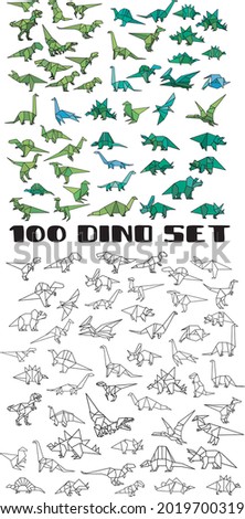 origami dinosaurs: colored and lines 