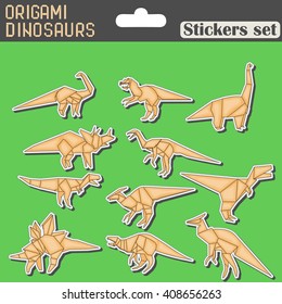 origami dinosaurs stickers set