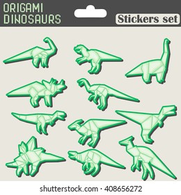 origami dinosaurs stickers set