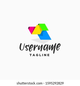 origami dog logo design inspiration . dog origami logo template . colorful dog logo design
