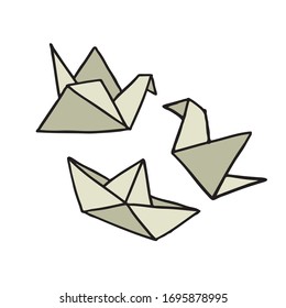 icono del doodle origami, ilustración vectorial