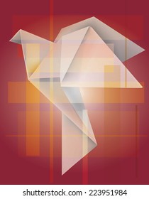 Origami dove Origami dove on the red magic background. Vector illustration. 
