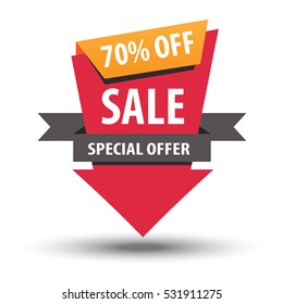 Origami down sale banner / poster . vector illustration .