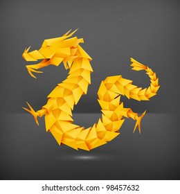 Origami dragon, orange vector