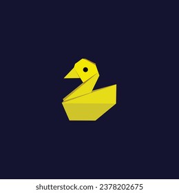 Origami duck, vector origami element, colorful, origami logo template, geometric logo template.