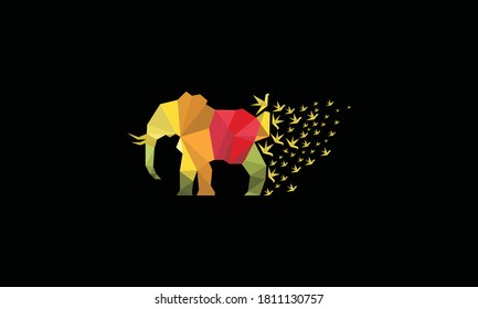 Origami Elephant And Bird Vector Logo Design Inspirations