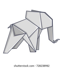 Origami elephant icon. Cartoon illustration of origami elephant vector icon for web