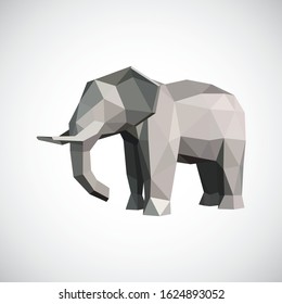 Origami elephant, illustration vector template.