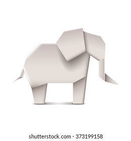 Origami elephant isolated on white photo-realistic vector illustration