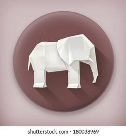 Icono vectorial de sombra larga del elefante del origami