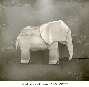 Origami elephant, old style vector