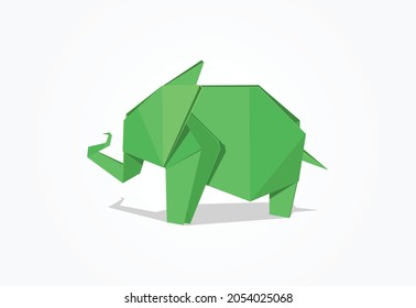 Origami elephant on white background. Vector illustration. Can be used as an icon