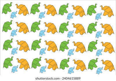 Origami elephant pattern Elephant paper origami vector.
