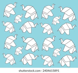 Origami elephant pattern Elephant paper origami vector.