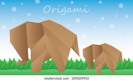 origami elephant vector, vector EPS 10
