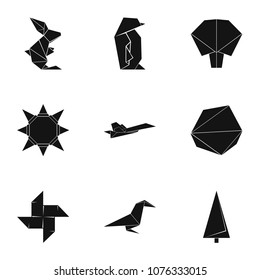 Origami figurine icons set. Simple set of 9 origami figurine vector icons for web isolated on white background