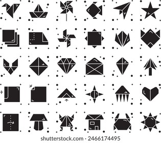 Origami fill icon set design vector illustration stock