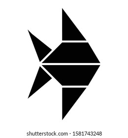 origami fish icon glyph vector design