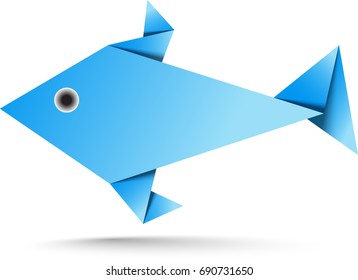 origami fish on white background/fish paper