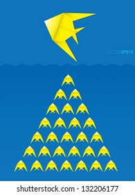 Origami fish, vector