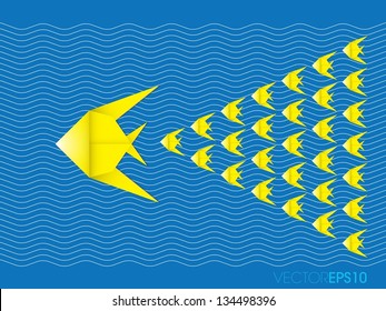 Origami fish, vector