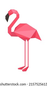 Origami flamingo Animal. Childish Craft. Vector illustration